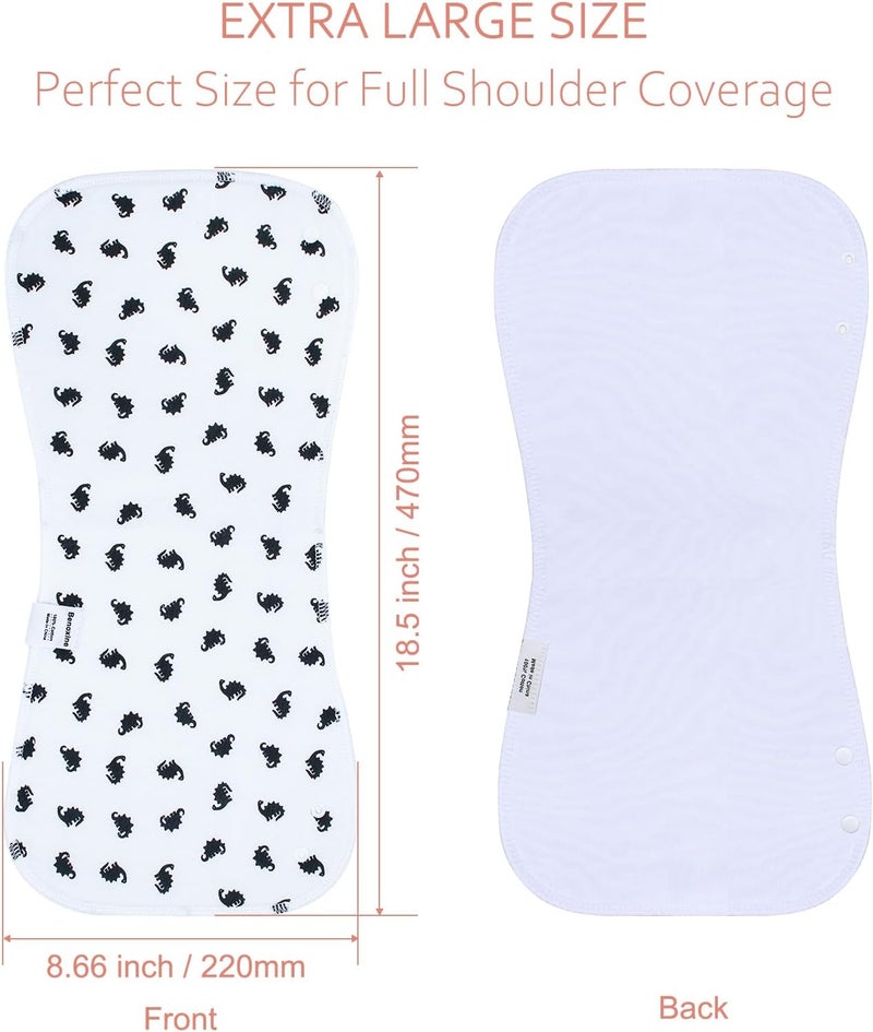 Benoxine Baby Burp Cloths & Baby Bibs 2-in-1 Design Large Size 3 Layers Thicken Cotton Super Absorbent and Soft Baby Spit Up Burping Rags Baby Burp Cloth Set for Boys and Girls Solid 12 Pack - Image 4